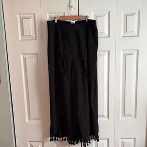 SHEIN Black Wide Leg Pants with Tassel Trim NWOT Boho